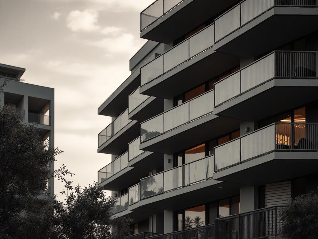 Australian strata apartment building with balconies